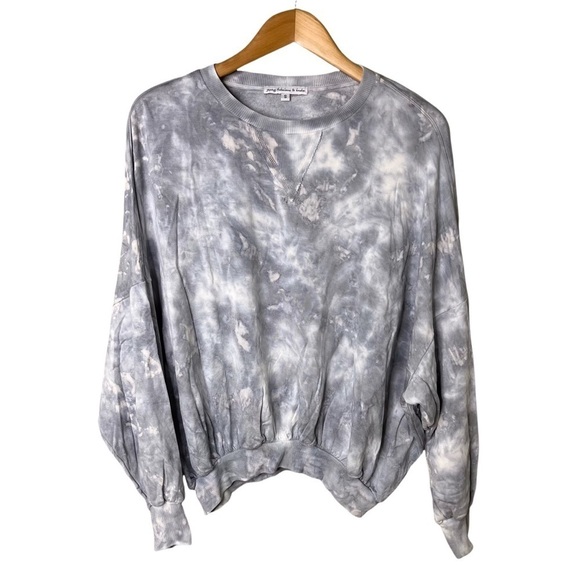 Young Fabulous & Broke Tops - Young Fabulous & Broke Tie Dye Dolman Sleeve Rayon Top Gray White Size Small